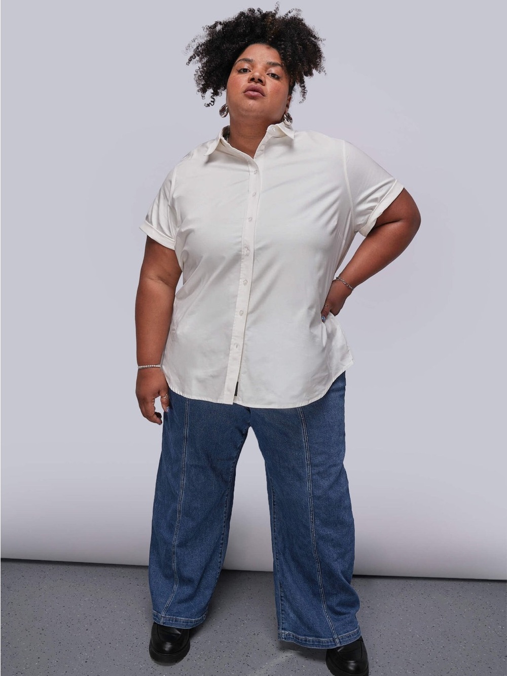 Wildfang Essential Oxford Button-Up Short-sleeve Shirt NWT